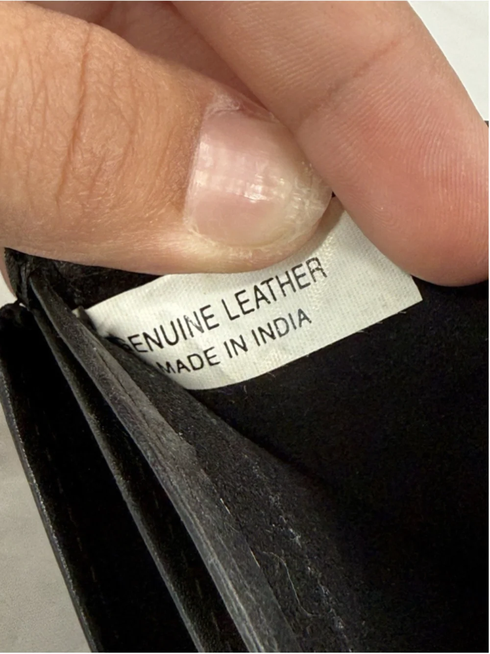 Hand Crafted Genuine Leather Wallet Men Black Trifold Credit Cards ID Cash India